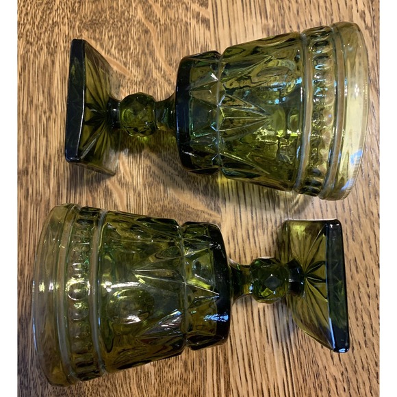 Set of Indiana Glass "Colony Park Lane"‎ Avocado Green Water Goblets 5.5" 8oz - Picture 3 of 3